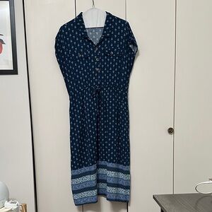 Lucky Brand Blue Patterned Midi Dress
